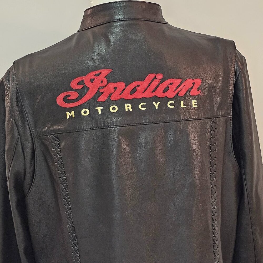 Indian Motorcycle Black Braided Leather Jacket